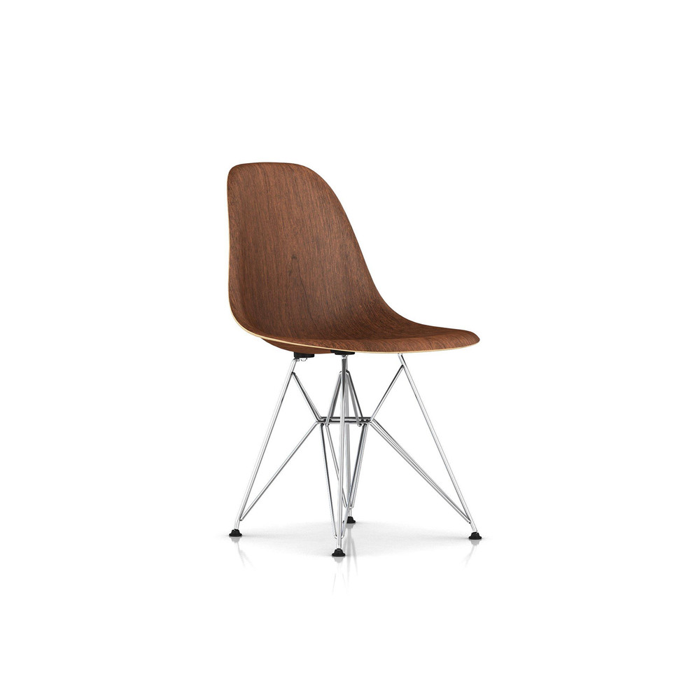 [6월 입고예정] Eames Molded Wood Side Chair, Wire-Base (Walnut/Chrome)