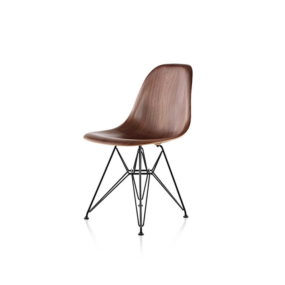 Eames Molded Wood Side Chair, Wire-Base (Walnut/Black)전시품 30%