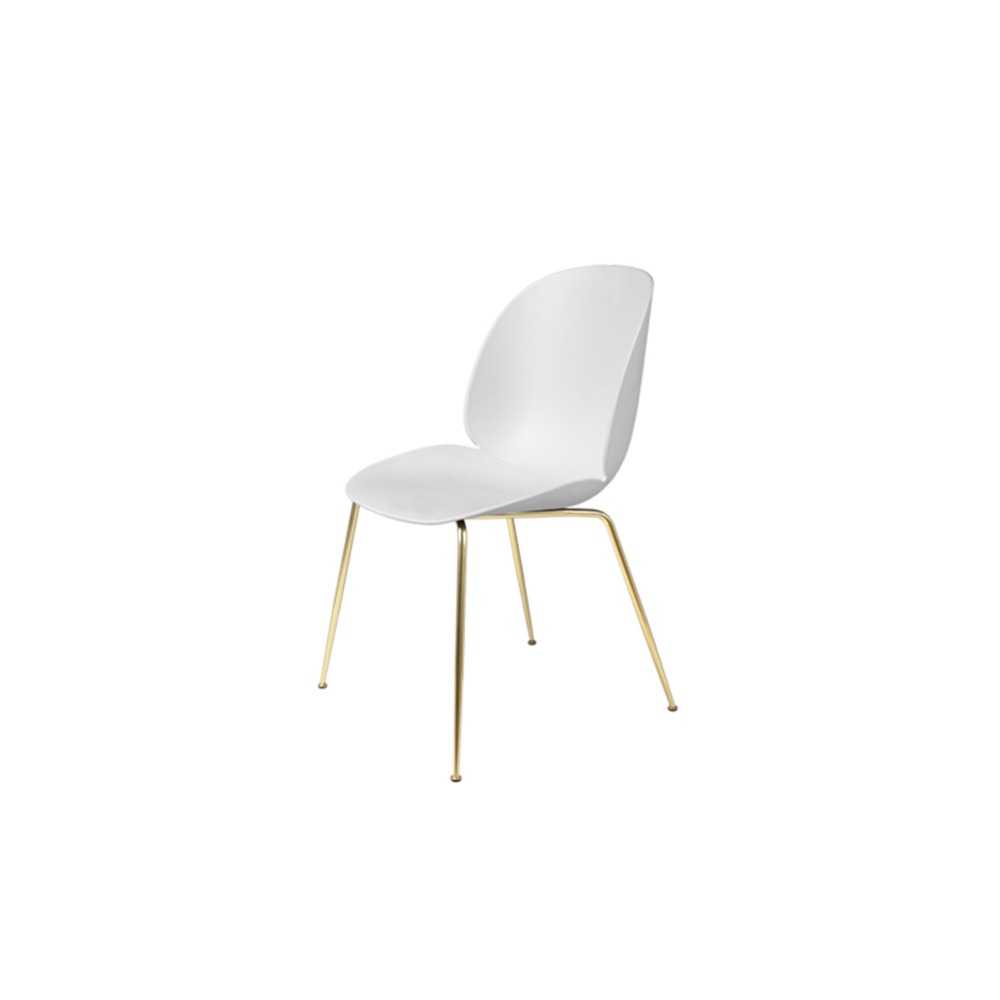 Beetle Chair Brass Base (White)