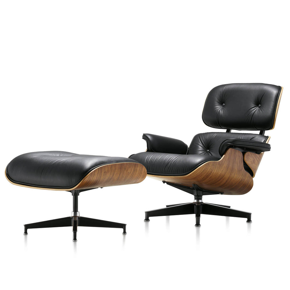 Eames Lounge Chair&amp;Ottoman MCL Leather (Black / Walnut)
