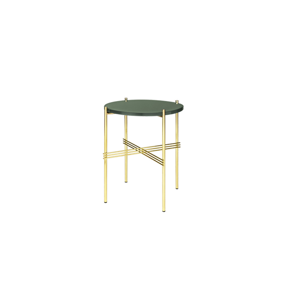TS Coffee Table Ø40 Brass Base Glass Top (Dusty Green)  전시품 40%