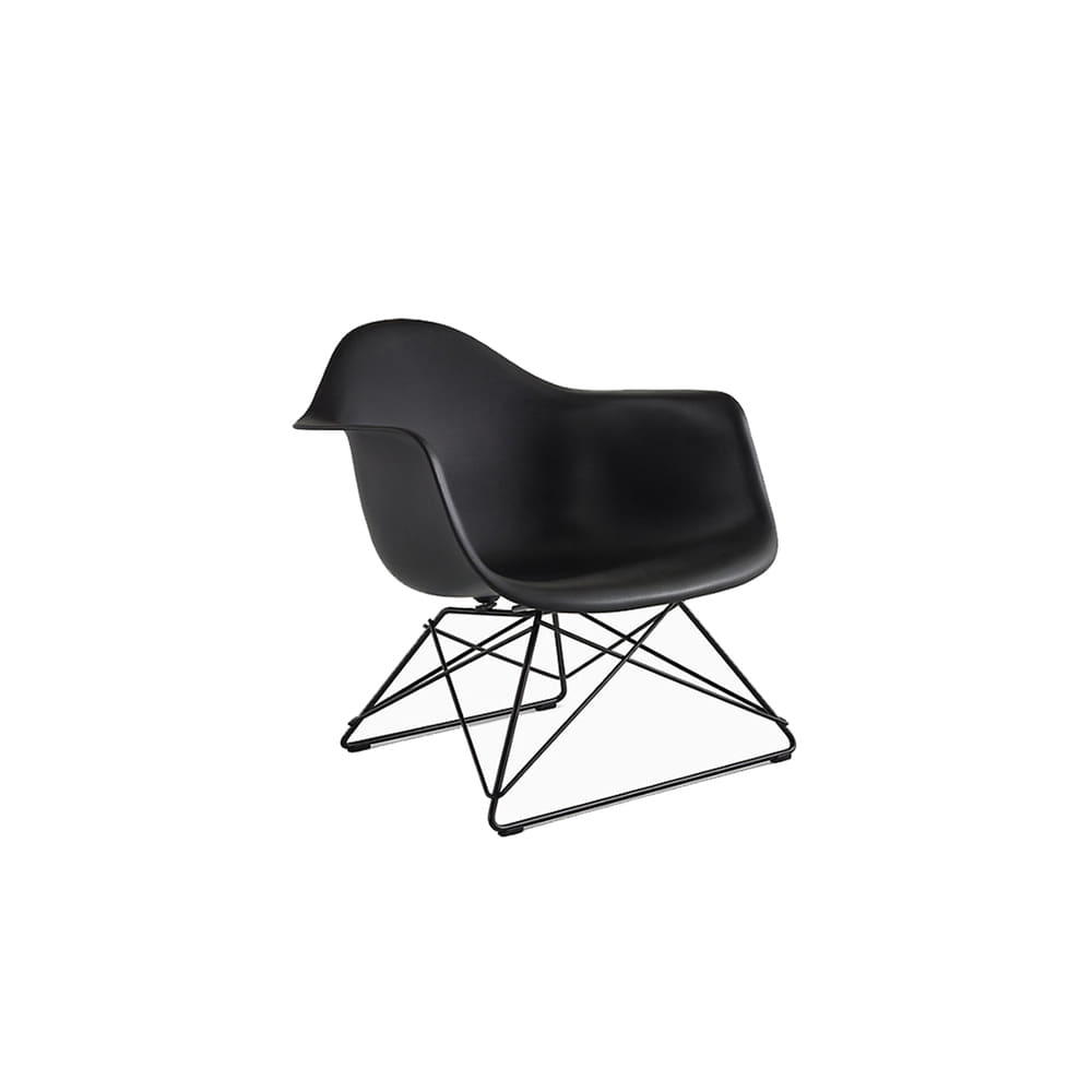 Eames Molded Plastic Arm Chair, Low Wire Base (Black / Black)