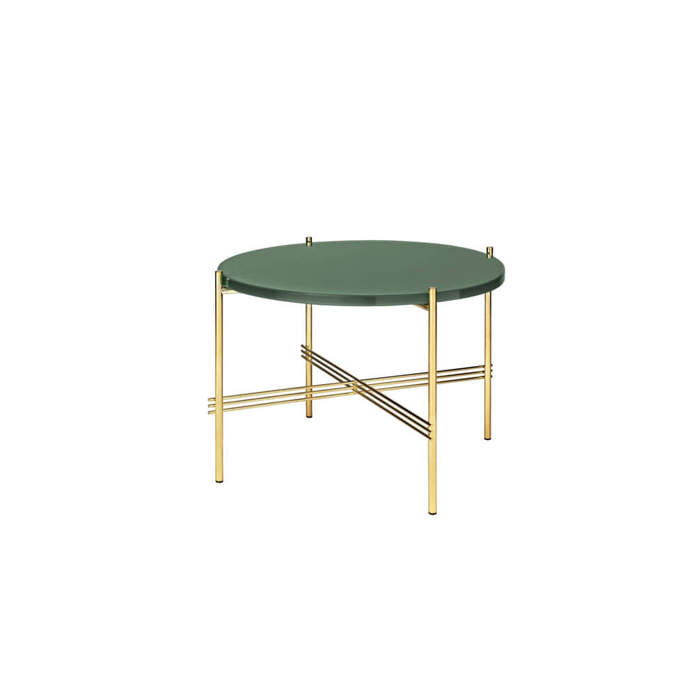 TS Coffee Table Ø55 Brass Base Glass Top (Dusty green)  전시품 40%