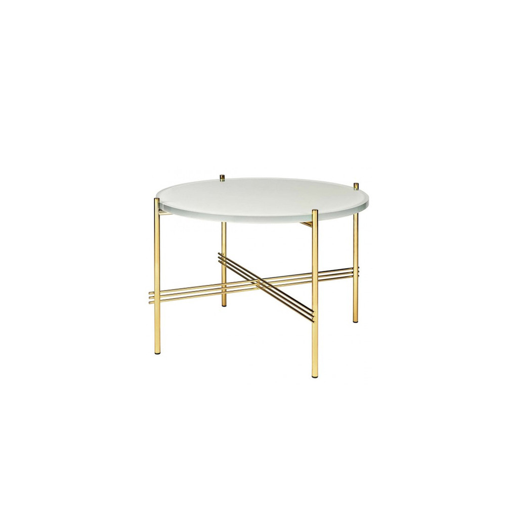 TS Coffee Table Ø55 Brass Base Glass Top (Oyster white)  전시품 50%