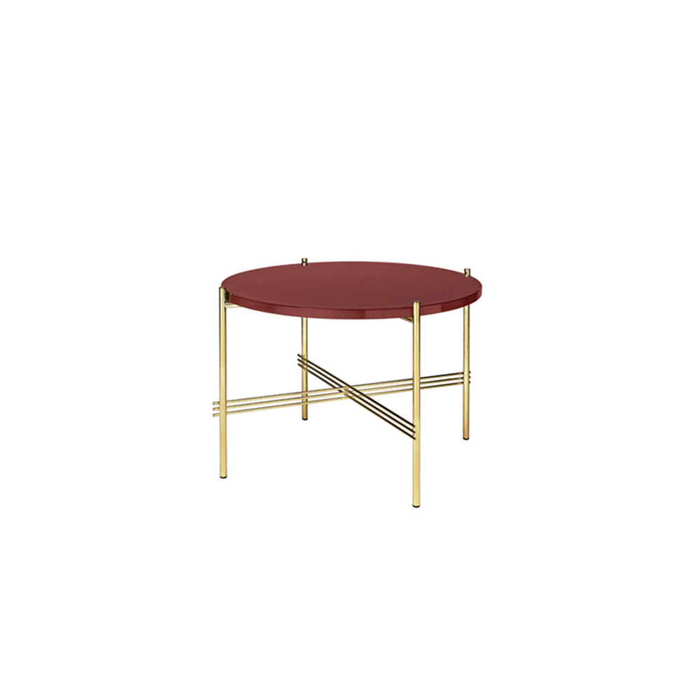 TS Coffee Table Ø55 Brass Base Glass Top (Vintage Red)  전시품 50%