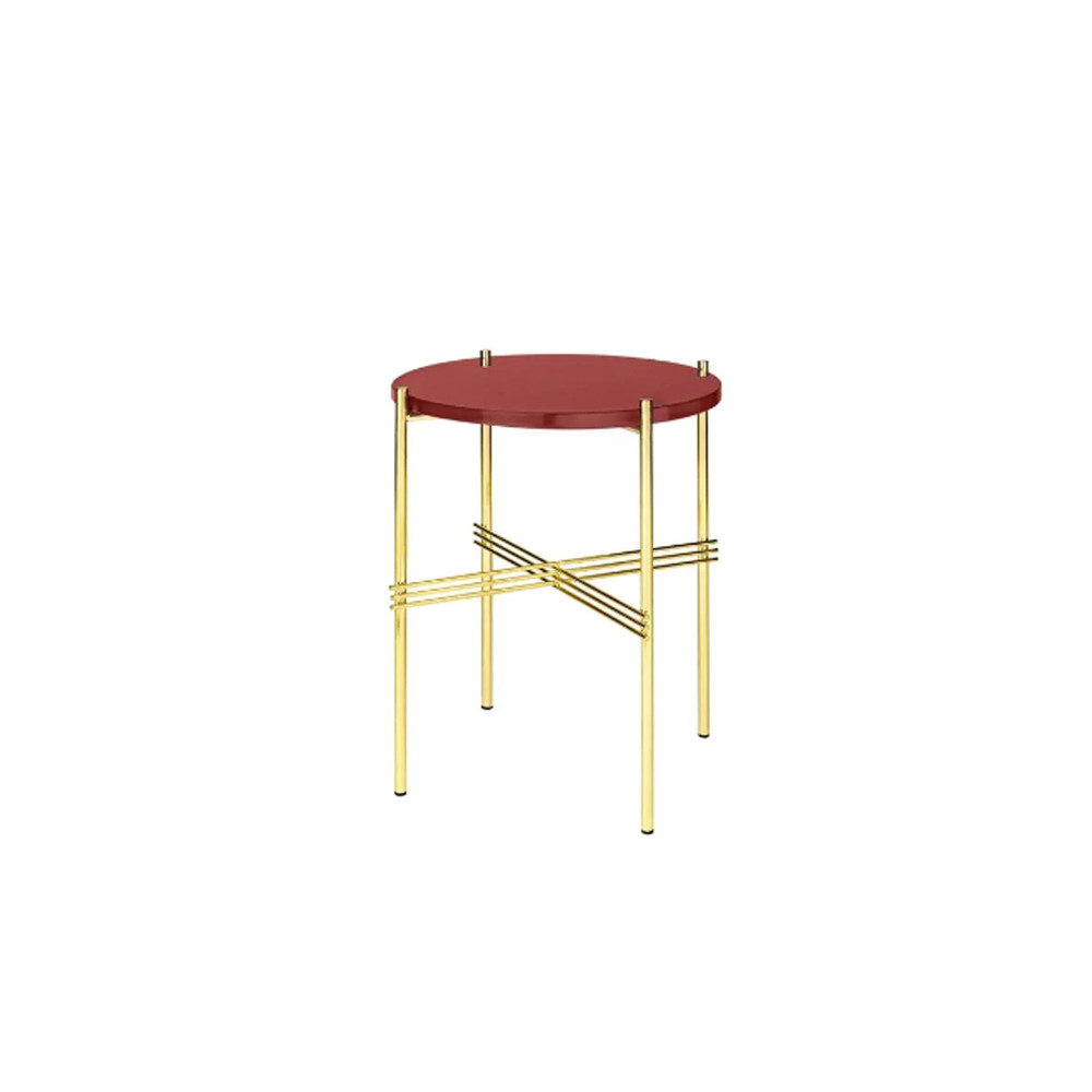 TS Coffee Table Ø40 Brass Base Glass Top (Rusty Red)  전시품 50%