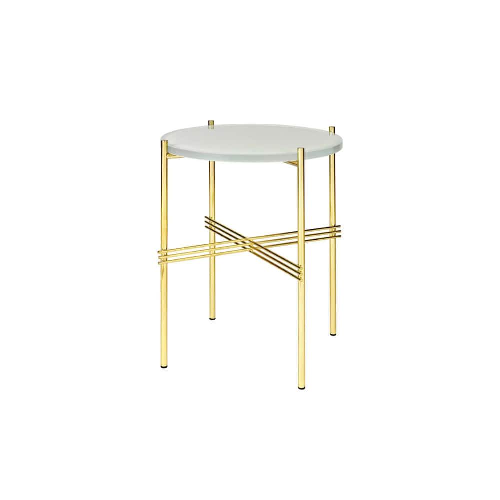 TS Coffee Table Ø40 Brass Base Glass Top (Oyster White)  전시품 50%