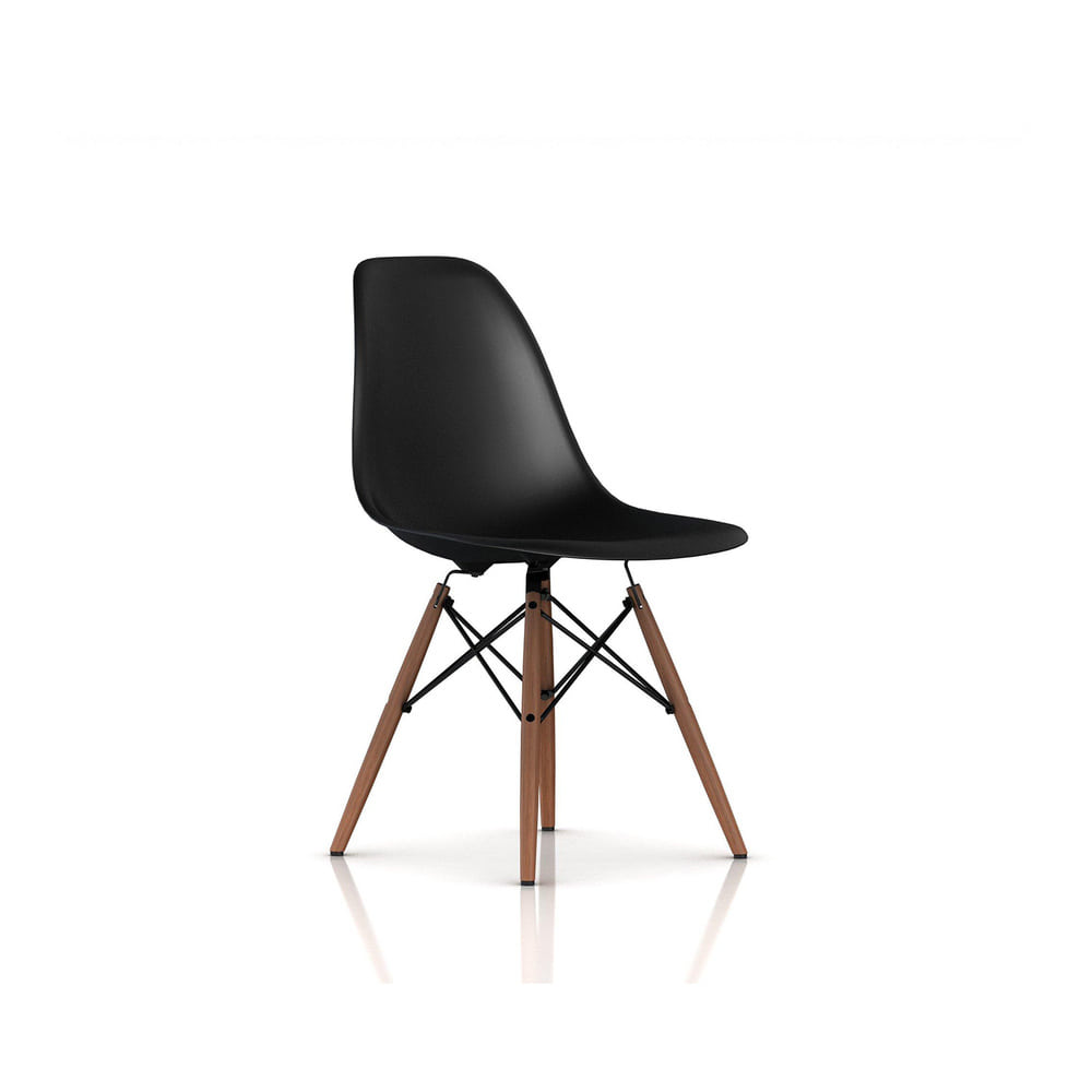 Eames Molded Plastic Side Chair, Dowell Base (Black/Walnut)전시품 30%